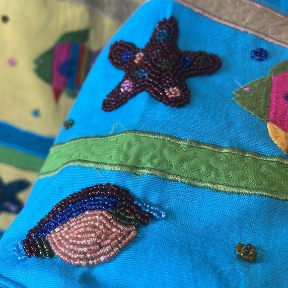 Quacker Factory Colorful Fish Sea Life Embroidered Jacket Teacher Art Cardigan - Picture 7 of 16